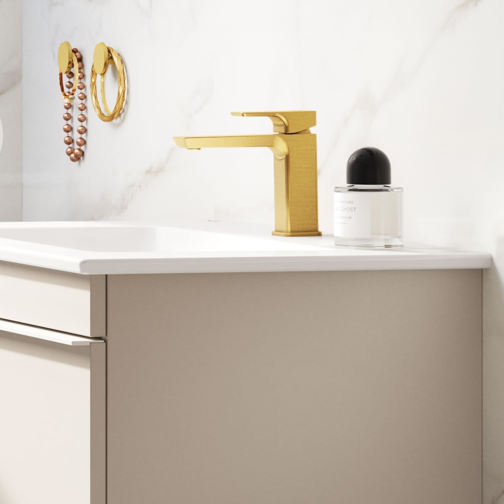 Lifestyle image of Villeroy & Boch Subway 3.0 Brushed Gold Basin Mono Tap & Waste